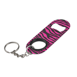 Pink Zebra Keychain Bottle Opener