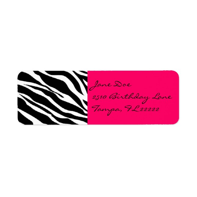 Pink Zebra Label (Front)