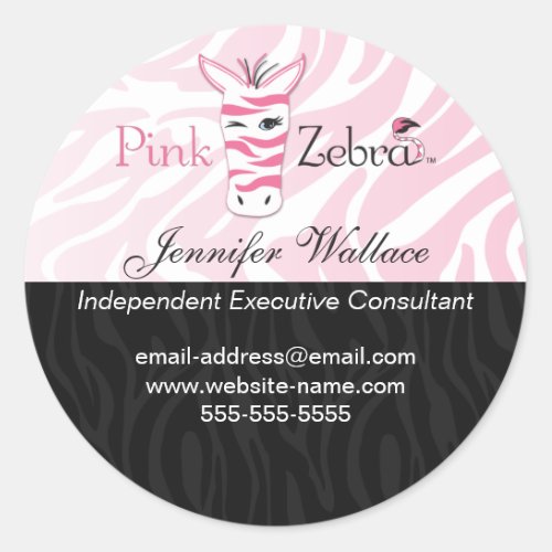 Pink Zebra Mailing or Packaging Classic Round Sticker