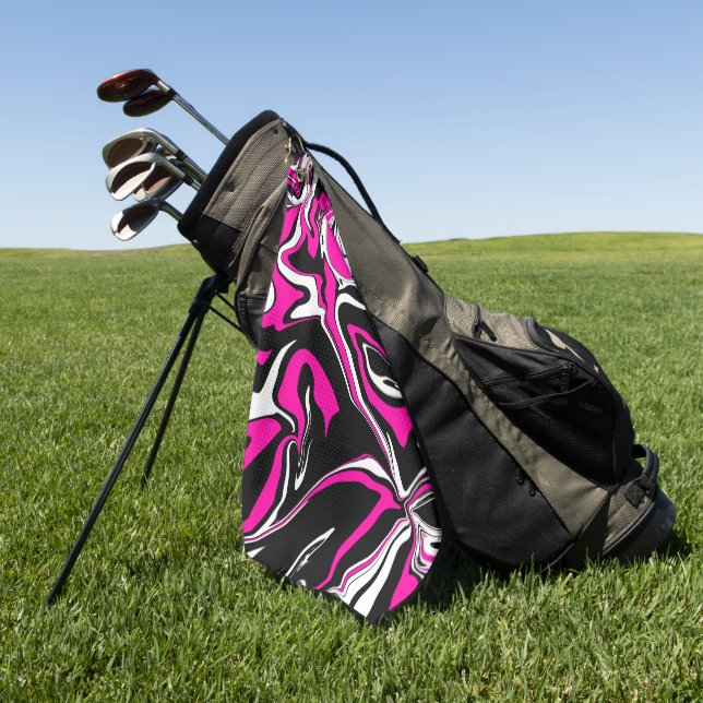 Pink Zebra Melt Golf Towel (Green)