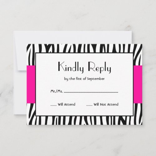 Pink Zebra Modern RSVP