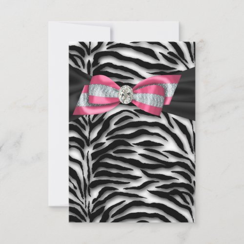 Pink Zebra Party Invitation RSVP