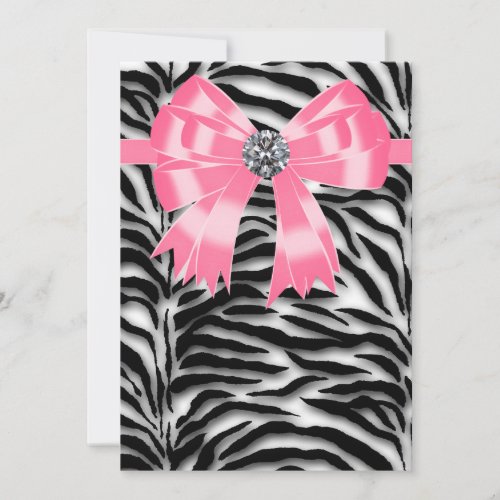 Pink Zebra Party Invitation Template