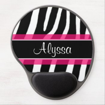 Pink Zebra Personalized Gel Mouse Pad by mybabytee at Zazzle