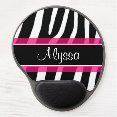 Pink Zebra Personalized Gel Mouse Pad