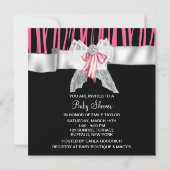 Pink Zebra Pink Black Princess Baby Shower Invitation (Back)