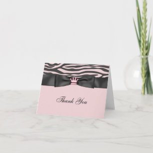 Pink Zebra Pink Black Princess Thank You Cards