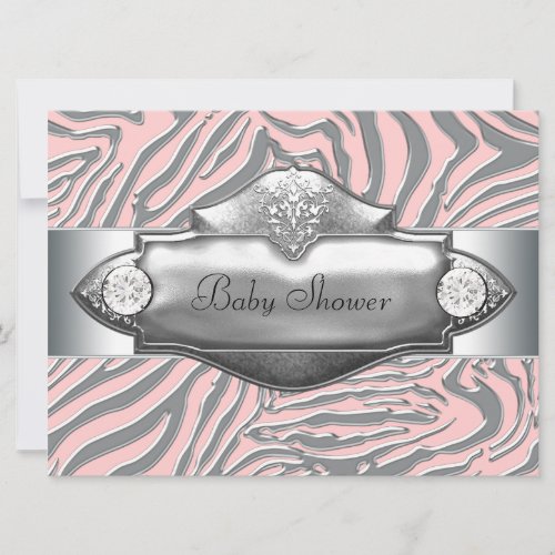 Pink Zebra Pink Zebra Baby Girl Shower Invitation