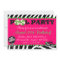 Pink Zebra Pool Party Birthday Invitation