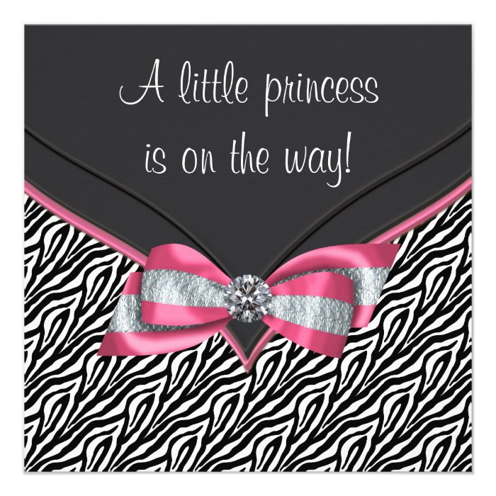 Pink Zebra Princess Baby Shower Personalized Invite