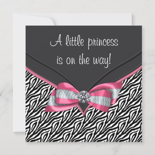 Pink Zebra Princess Baby Shower Invitation