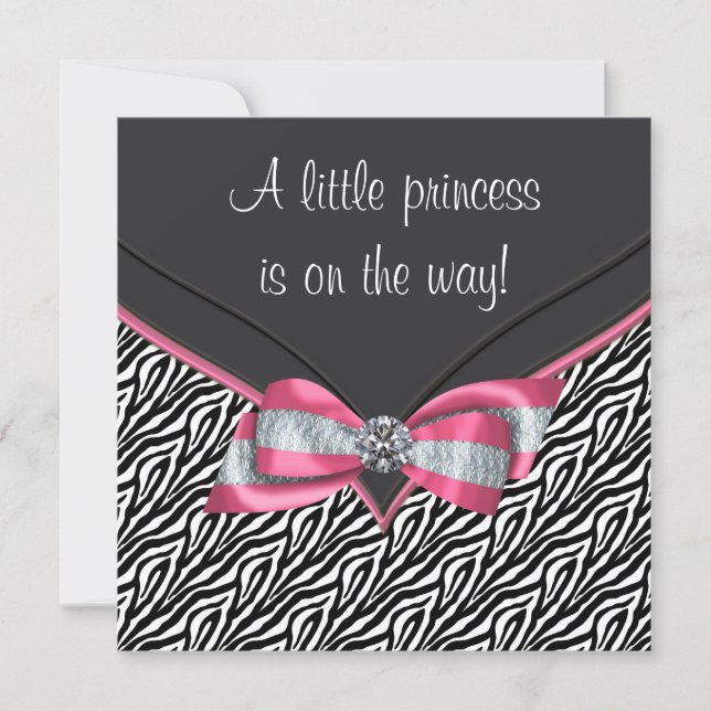 Pink Zebra Princess Baby Shower Invitation (Front)