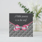 Pink Zebra Princess Baby Shower Invitation (Standing Front)