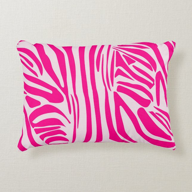 Pink zebra print accent pillow (Front)