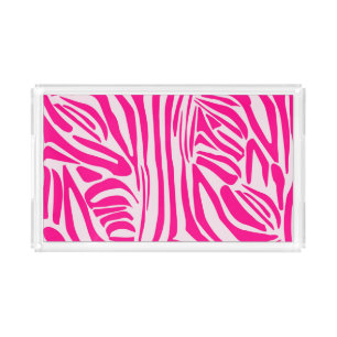 Pink zebra print acrylic tray