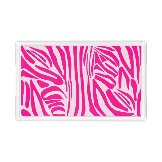 Pink zebra print acrylic tray (Front)