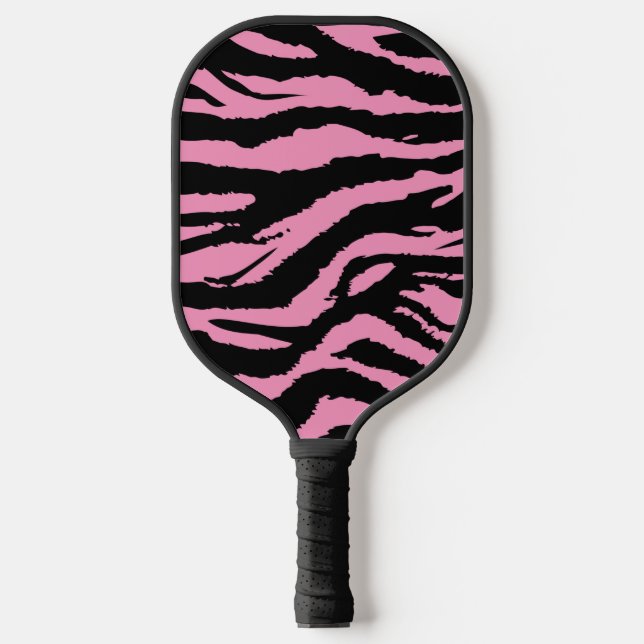 Pink Zebra Print Animal Pattern Pickleball Paddle (Front)