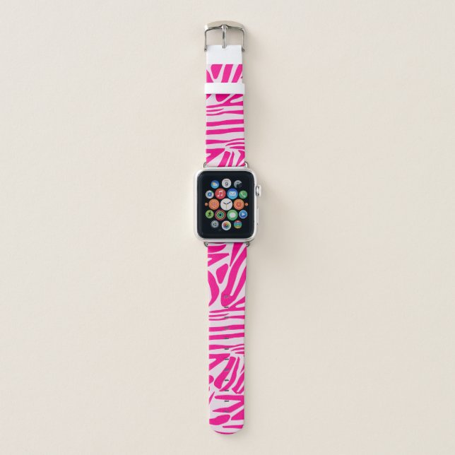 Pink zebra print apple watch band (Front)