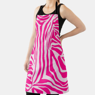 Pink zebra print apron