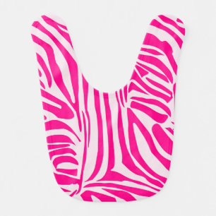Pink zebra print baby bib