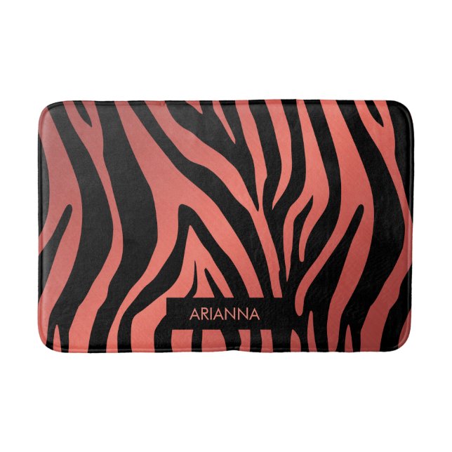 Pink Zebra Print Bath Mat (Front)