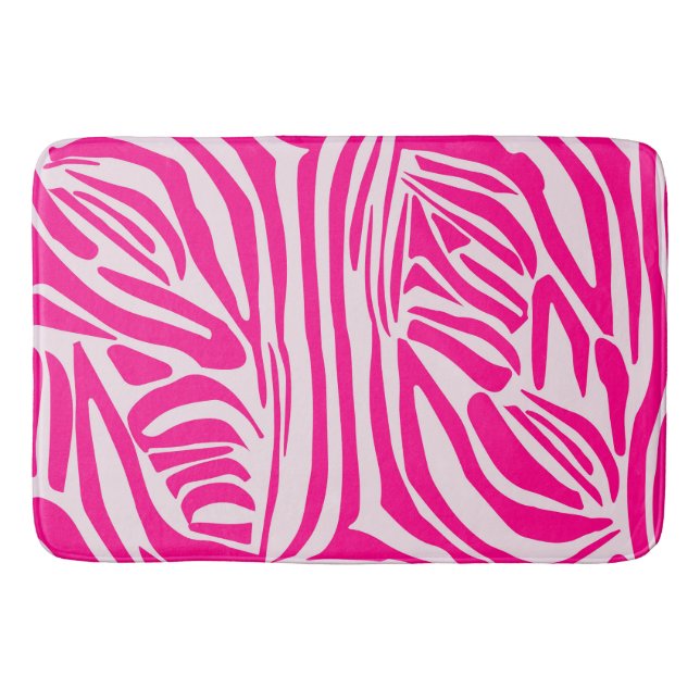 Pink zebra print bath mat (Front)