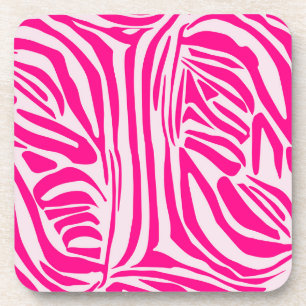 Pink zebra print beverage coaster