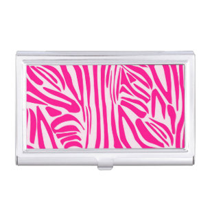 Pink zebra print business card case