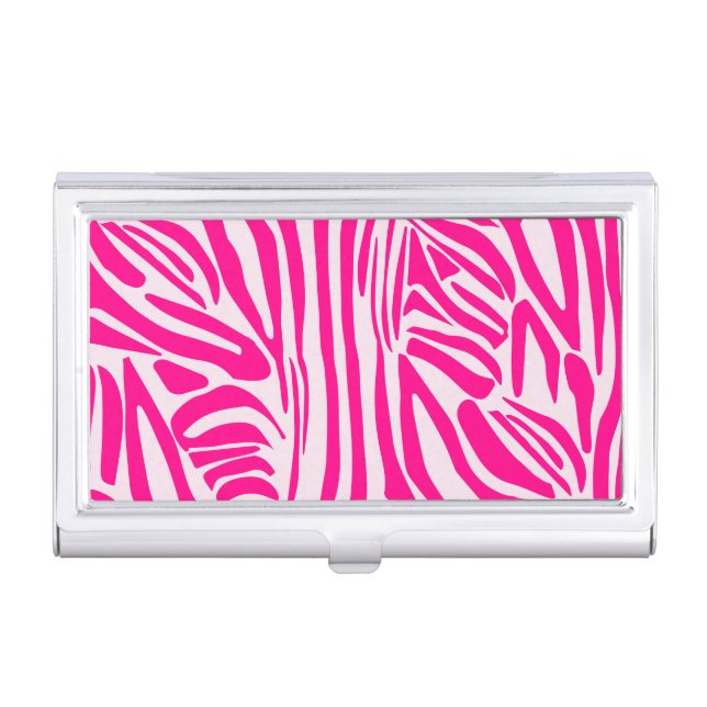 Pink zebra print business card case (Front)