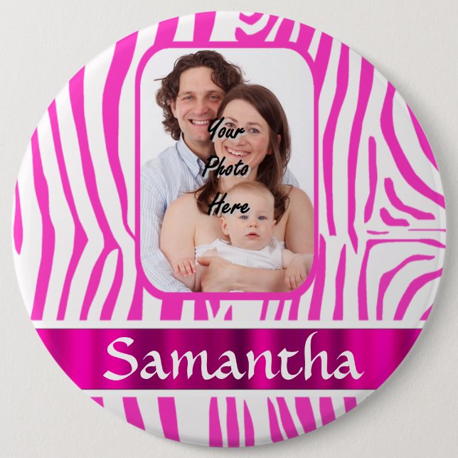 Pink zebra print button (Front)