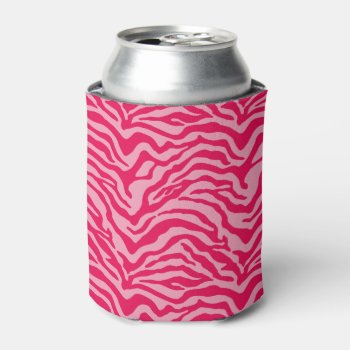 Pink Zebra Print Can Cooler by stickywicket at Zazzle