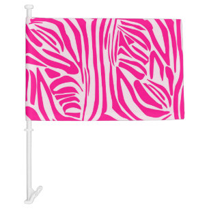 Pink zebra print car flag
