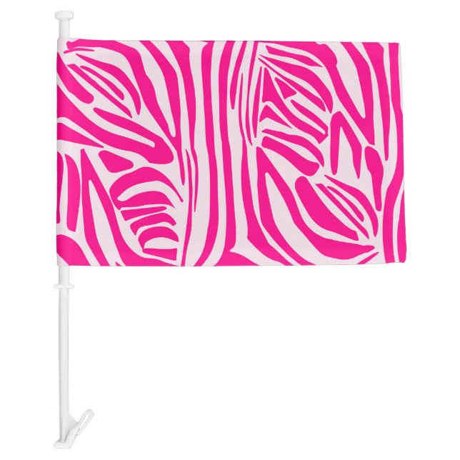 Pink zebra print car flag (Front)