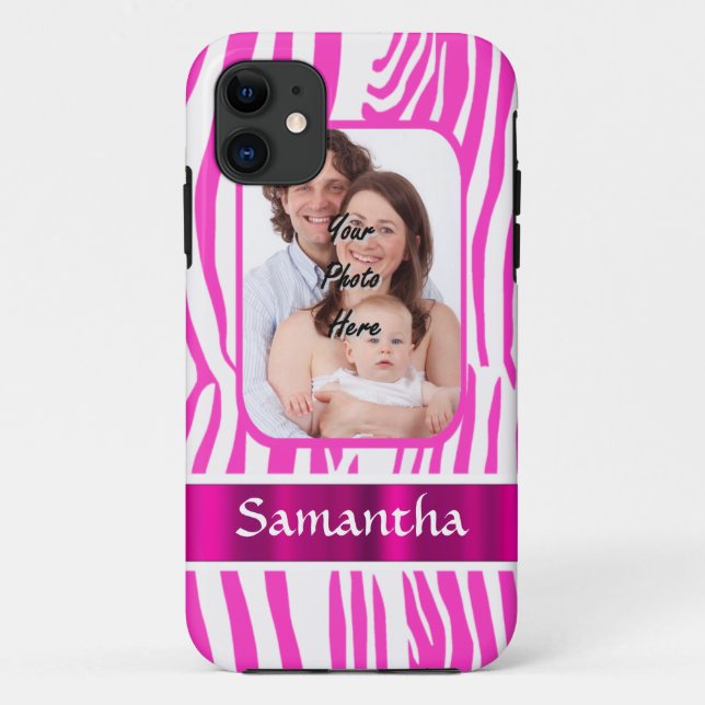 Pink zebra print Case-Mate iPhone case (Back)