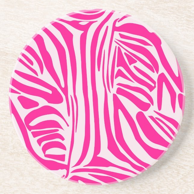 Pink zebra print coaster (Front)