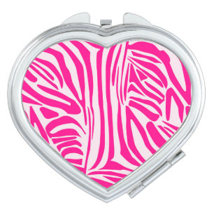 Pink zebra print compact mirror