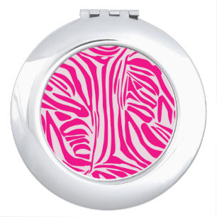 Pink zebra print compact mirror
