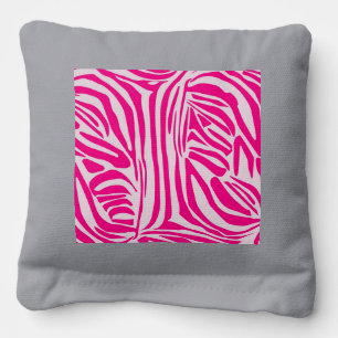 Pink zebra print cornhole bags