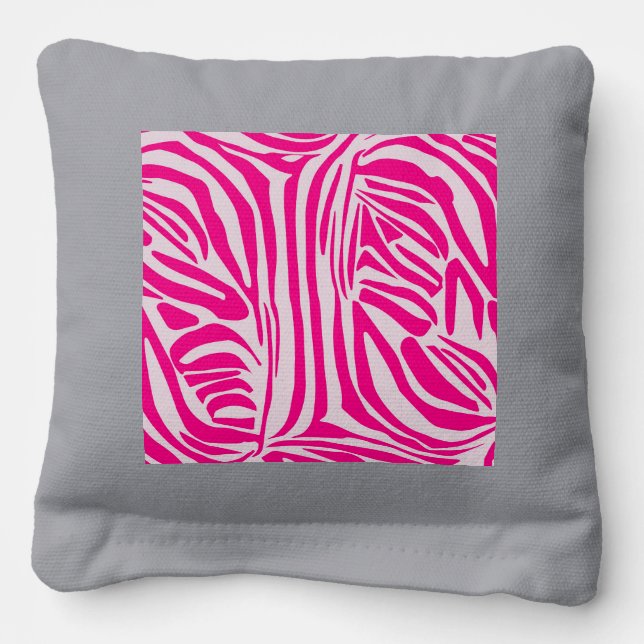Pink zebra print cornhole bags (Front)