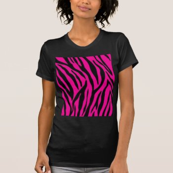 Pink Zebra Print Design T-shirt by yackerscreations at Zazzle