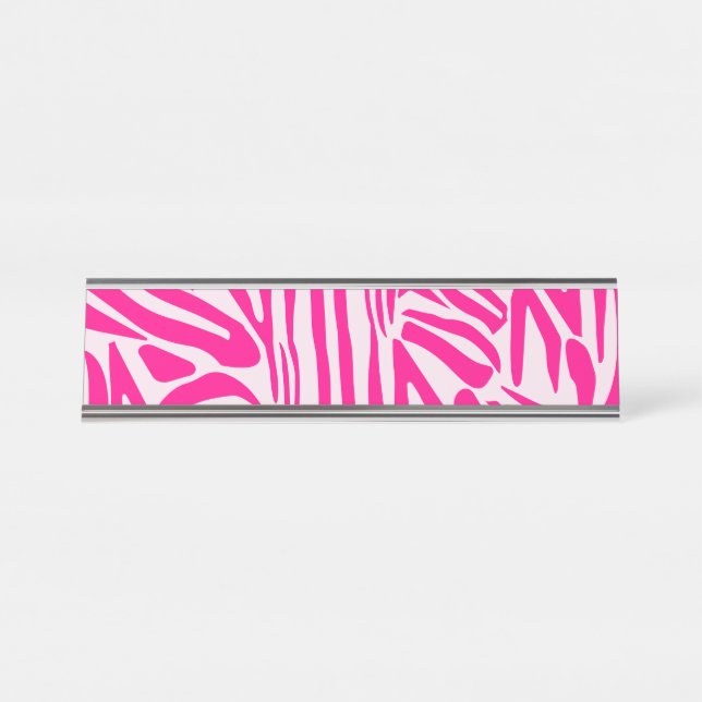 Pink zebra print desk name plate (Front)