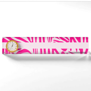 Pink zebra print desk name plate