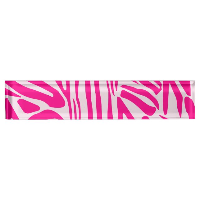 Pink zebra print desk name plate (Front)