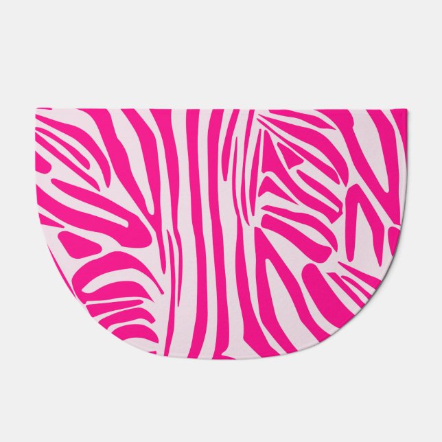 Pink zebra print doormat (Front)