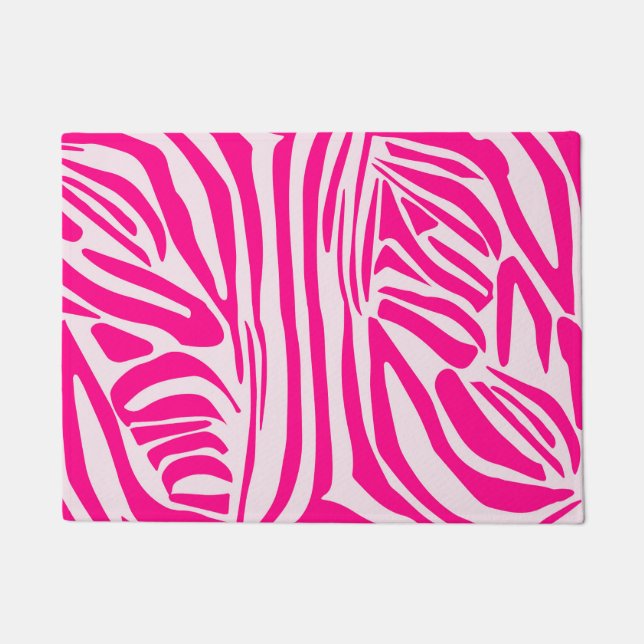 Pink zebra print doormat (Front)