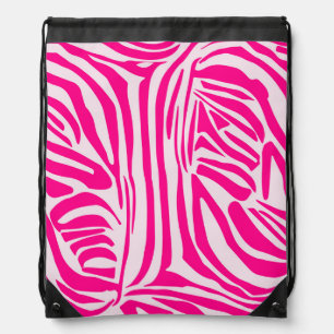 Pink zebra print drawstring bag