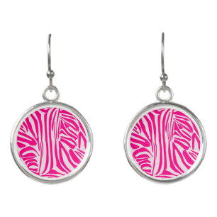 Pink zebra print earrings