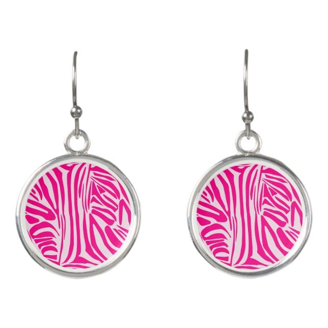 Pink zebra print earrings (Front)