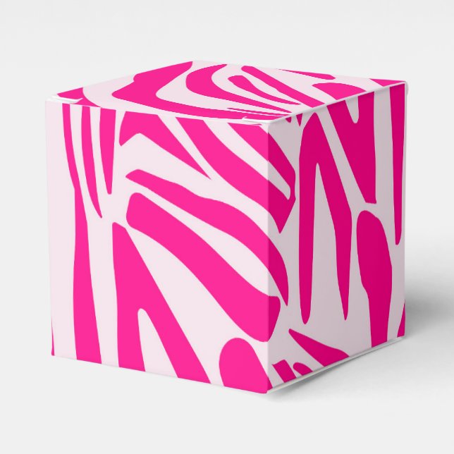 Pink zebra print favor boxes (Front Side)