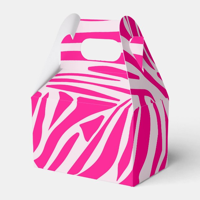 Pink zebra print favor boxes (Front Side)
